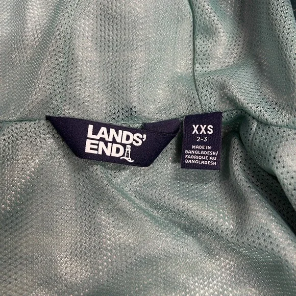 Lands End Kids Coat 2XS 2-3Y Windbreaker Full Zip Blue Green Lightweight Jacket - Picture 2 of 10